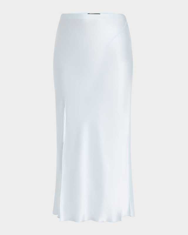 Satin Slit Bias-Cut Skirt